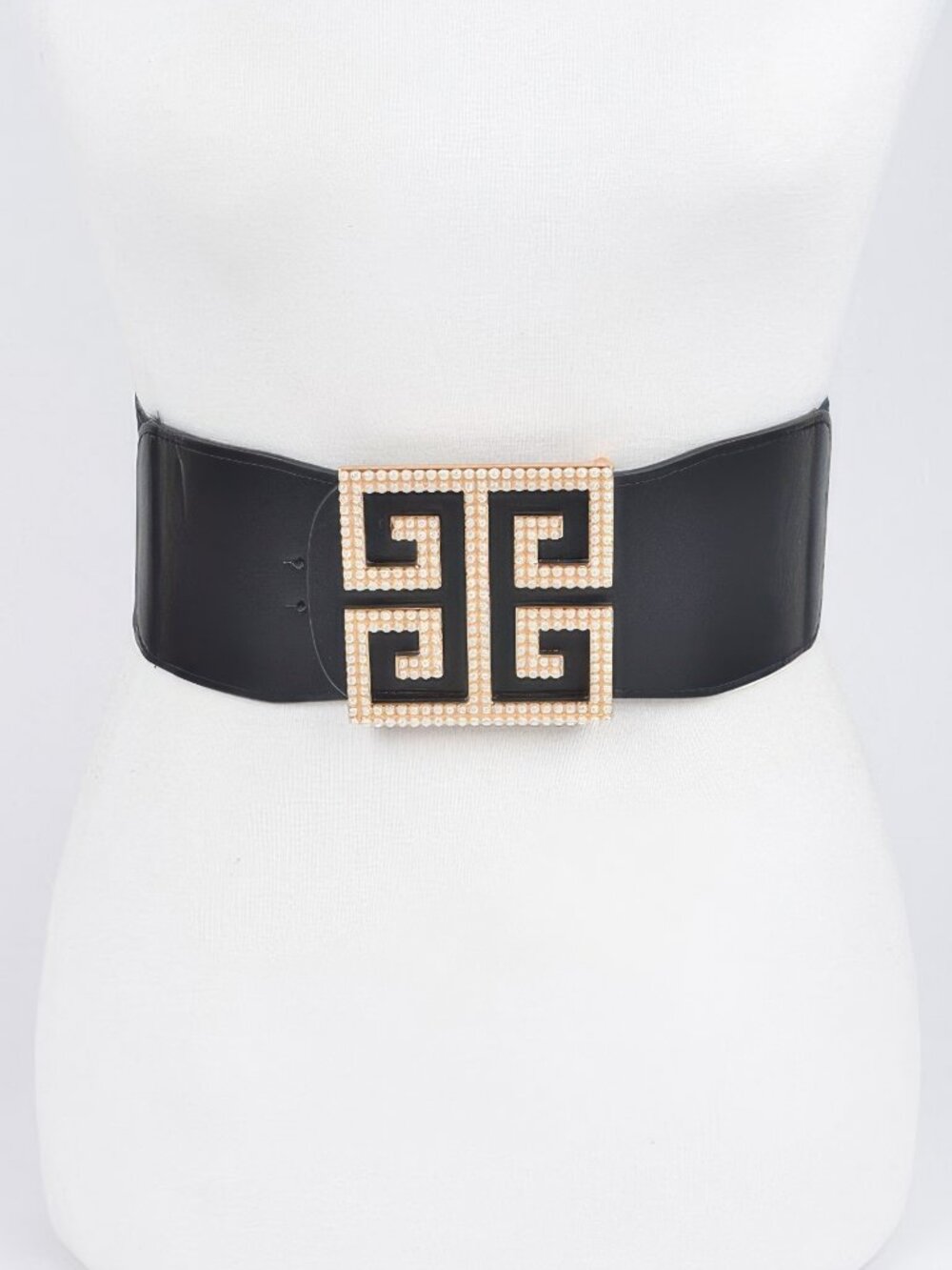 Faux Pearl Buckle Stretch Belt